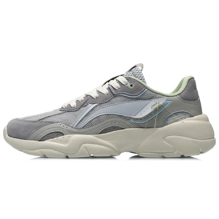 New LiNing Shock Absorbers Slip Resistant Abrasion Resistant Low Top Running Shoes Unisex Gray AGCR165-3