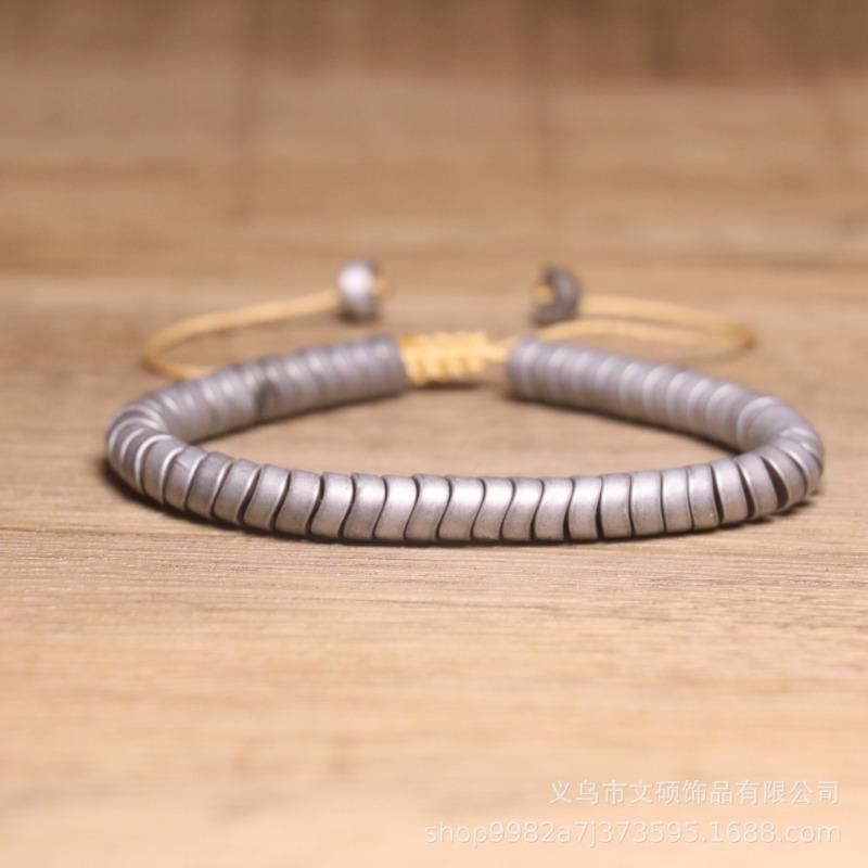 Matte Gradient Disc Beaded Wrap Bracelet – Boho Multilayer Waterproof Jewelry, Casual Stackable Gift for Women
