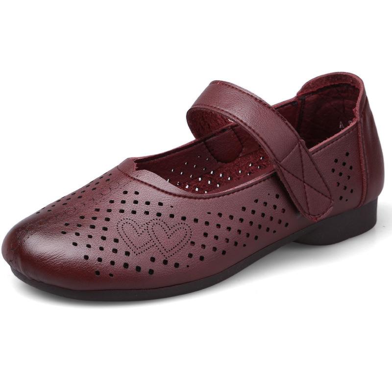 

Fashion Spring Summer Mary Jane Shoes Women Flat Non-slip Casual Breathable Holes Soft Footwear Black Red Plus Size 41 D385 36 красный