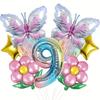 Butterfly Theme Daisy Stars Gradual Change Color Digital Aluminum Film Balloon Set Birthday Party Decoration Props