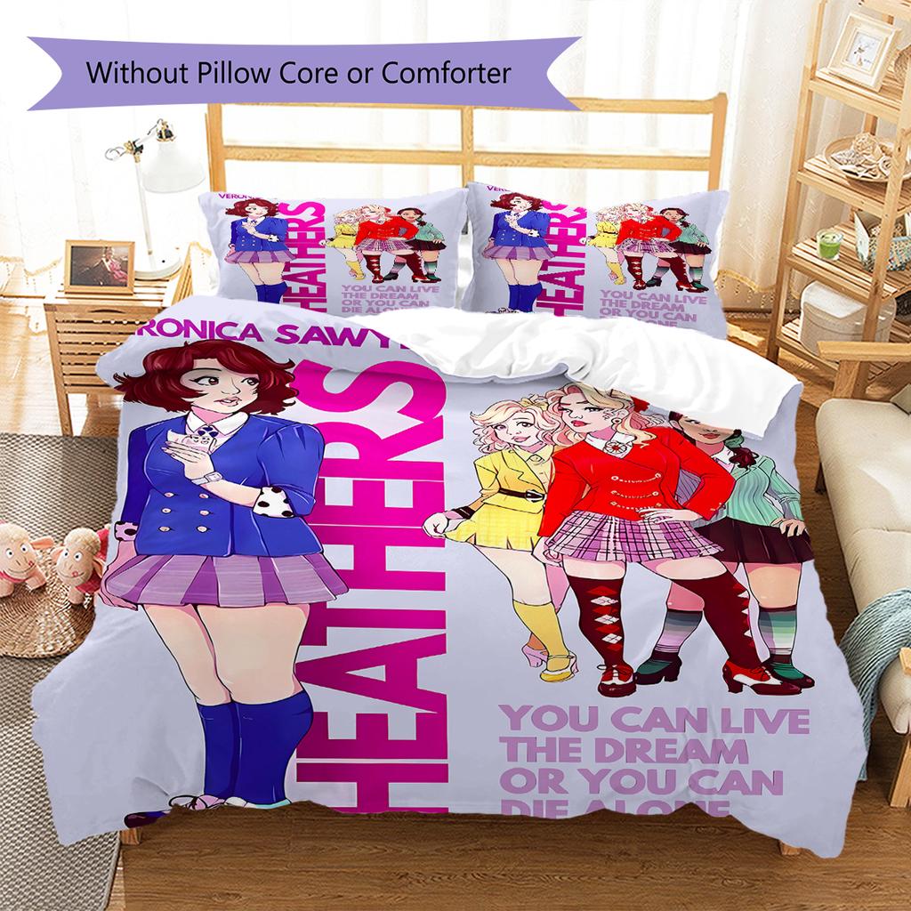 Heathers Pattern Bedding,Quilt Set Quilt Cover Pillowcase Home Birthday Gift (1 * duvet cover + 2 * pillowcase, without core)