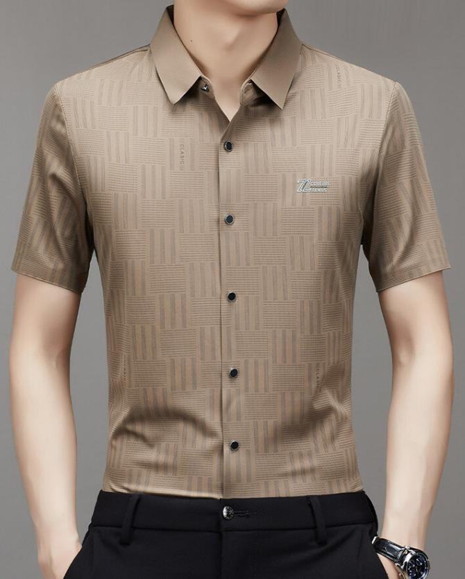 Летняя мужская бесшовная рубашка с короткими рукавами — фото 6