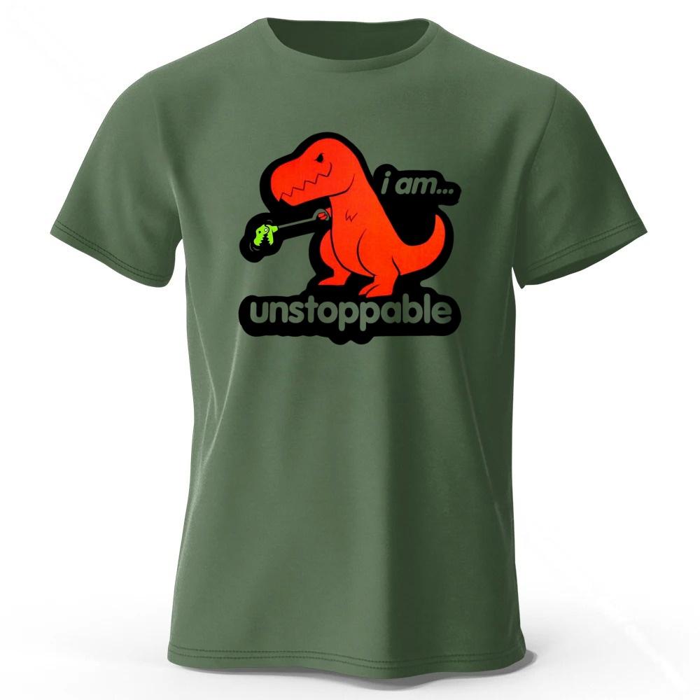 New Fun and Bizarre Tyrannosaurus Rex Pure Cotton Tshirt for MenWomen Loose Large Breathable Sports Short Sleeves Trendy Style