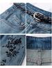 2025 New Retro High-Waist Women's Wide-Leg Denim Shorts with Chinese Embroidery - Summer Style