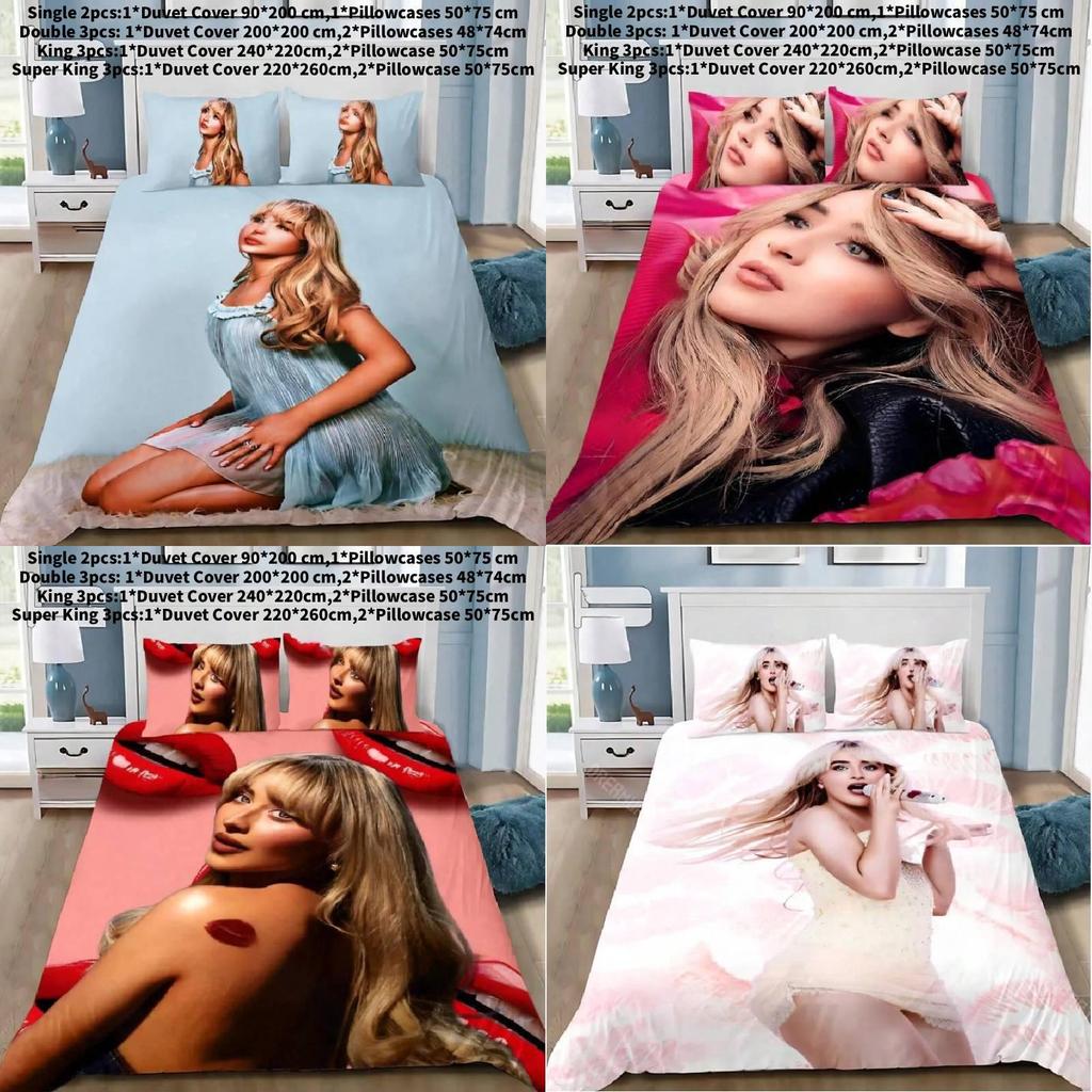 Set Biancheria da Letto Sabrina Carpenter con Tessuto in Flanella per Decorazione della Camera da Letto e Regalo