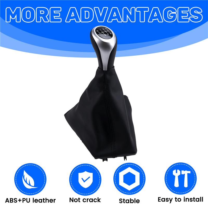 A03Z-Car 6 Speed Manual Gear Lever Stick Shift Knob With PU Leather Dustproof Boot For BMW 1 3 Series F20 F21 F30 F31