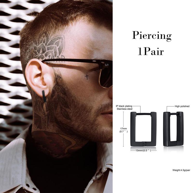 Minimalist Post Earrings, Rectangular Studs,Stainless Steel Simple Geometry Hoop Earring for Men Women Jewelry
