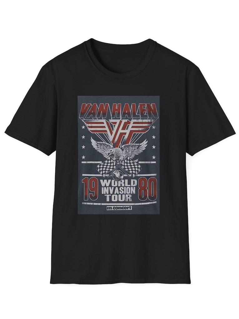 Van Halen World Tour Rock And Roll Band Tshirt Vintage Rock Tee Music Lover Gift Concert Apparel Unisex Graphic Tee