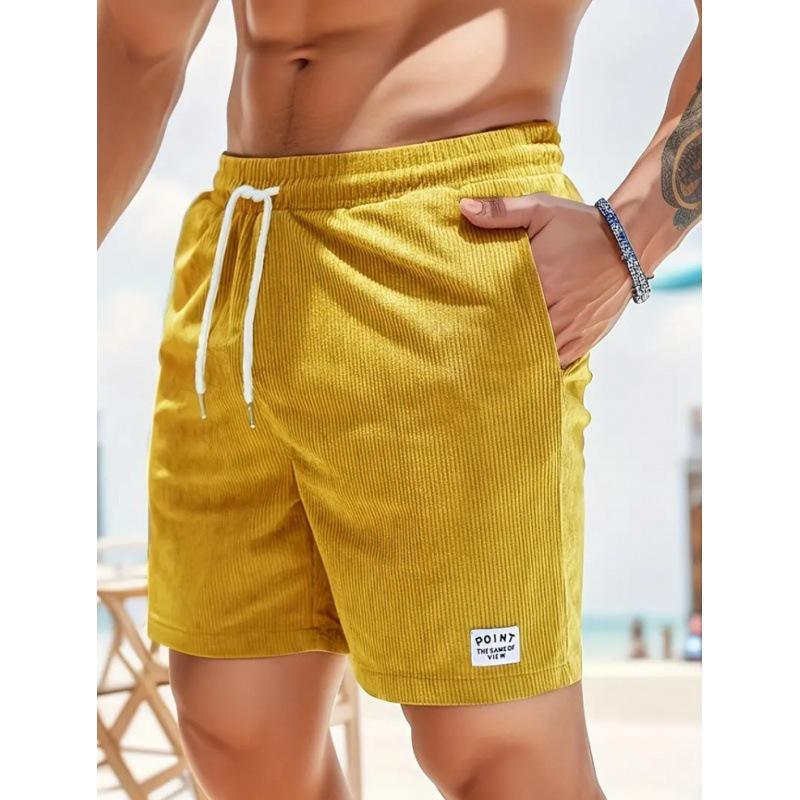 Pantaloncini Sportivi da Uomo in Velluto a Coste Monocolore con Lacci 2026