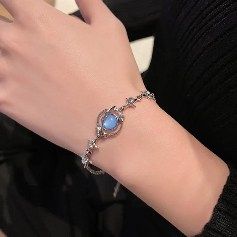 1 Pcs Luxury Moonstone Crystal Stars Bracelet Girls Fine Jewelry Gift Fashion Planet Bracelets Accessories For Women Charm Gifts