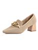 2026 European Style Flyknit Slip-on Loafers with Metal Decoration and Chunky Pointed Toe Heel