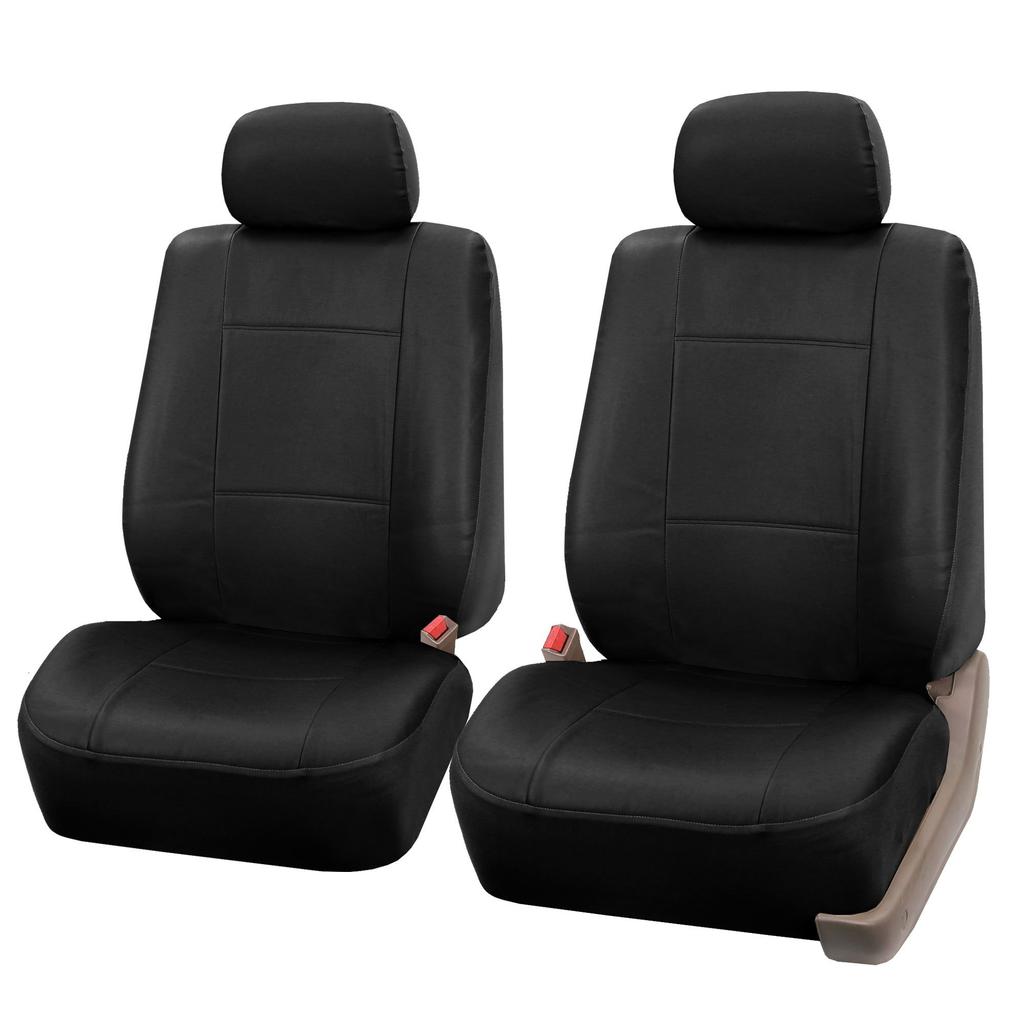 FH Group International Black Leatherette Front Seat Universal Set of X X Cm X X Officially Imported from PU001BLACK102 Covers, Fit, 2, 27.94 7.62 38.1