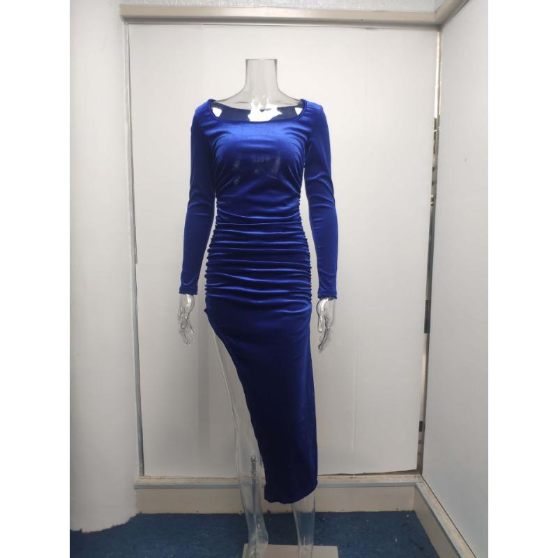 Amerikanisches Damen-Wintertemperament, sexy, quadratischer Kragen, faltbar, hohe Taille, kleines Kleid