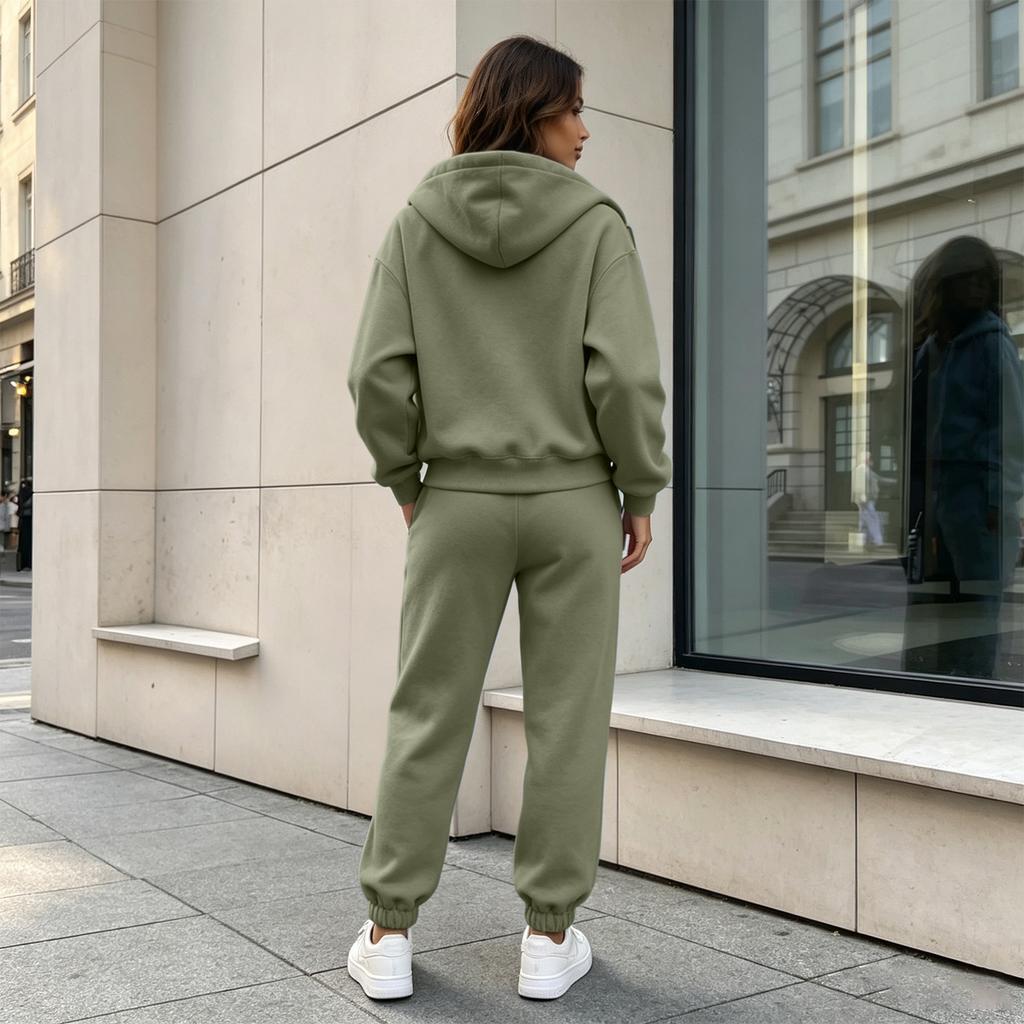 Women's Casual Two Piece Athletic Set Zip Up Hoodie and Jogger Pants