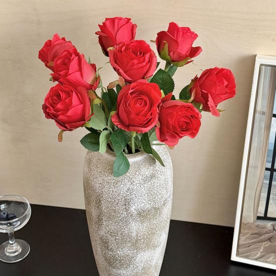 Artificial Rose Flower, Long Stem Fake Silk Roses for DIY Bridal Bouquet, Wedding Party Centerpiece, Home Table Decor