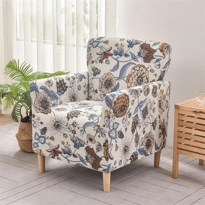 1 Stück Blumen-Sesselbezüge Elastisch Weich Club Tub Sofabezug Wohnzimmer Schmutzabweisend Einzelsofa Überwurf für Arbeitszimmer Bartresen