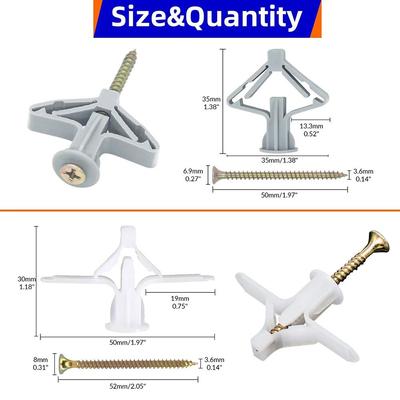 Self Tapping Airplane Expansion Pipe Plastic Expansion Screw White Grey Expansion Tube Nails Fixed Tools Pipe Drilling Plug