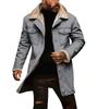 Men's Solid Color Button Pocket Work Wear Plus Leather Jacket Men's Casual Long Coat