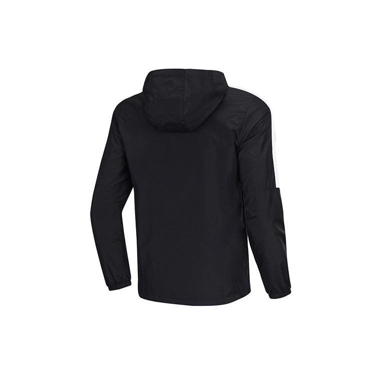 Li Ning Loose Fit Color Block Hooded Windbreaker Men Outerwear Black AFDR445-5