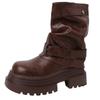 Thick-soled belt buckle Martin boots women's fashion versatile European and American retro 2025 autumn and winter new versatile height-increasing le