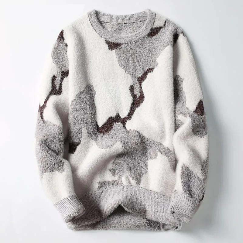 Sweater Male Round Collar Autumn and Winter Plus Velvet Thickened Youth Sweater Pullover