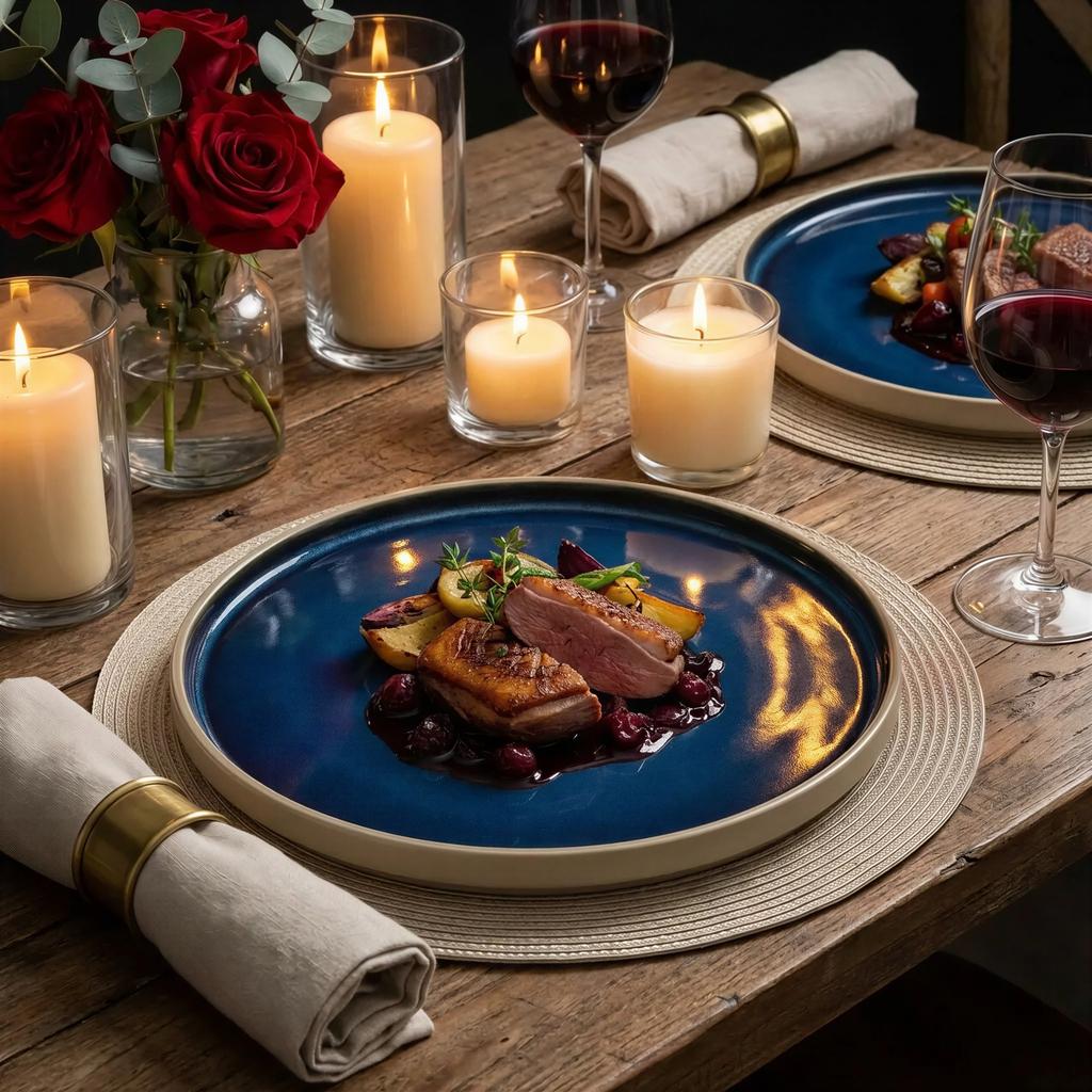 CERAMIC DINNER PLATE 1 pc. NAVY BLUE SET FOR SERVING DISHES 26.5 CM