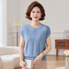Stylish Knit Top: Women's Short-Sleeved Summer Shirt, Elegant and Versatile for Mothers and Seniors