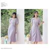 French Style Women's Summer Slimming Square Neck Long Dress
