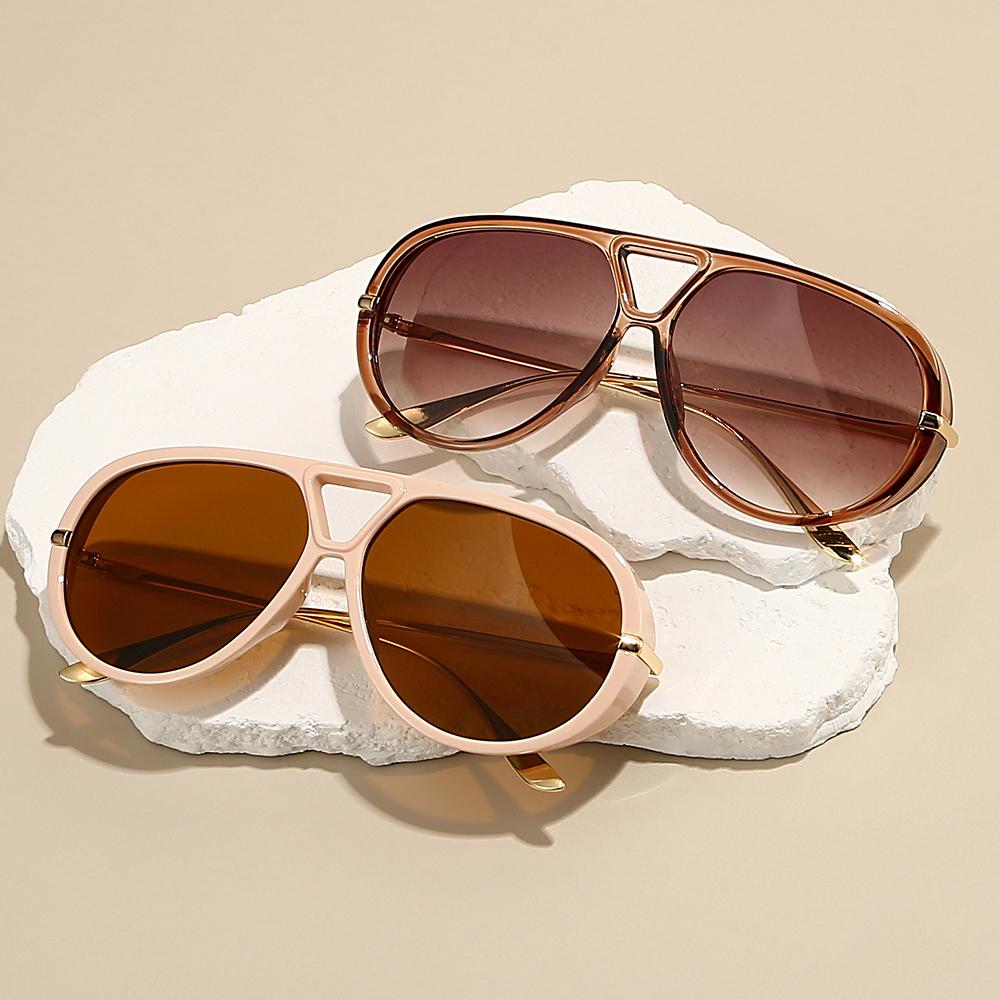 KAMMPT Vintage Pilot Sunglasses Women Fashion Double Bridge Trendy Brand Casual Sun Glasses Outdoor Shades