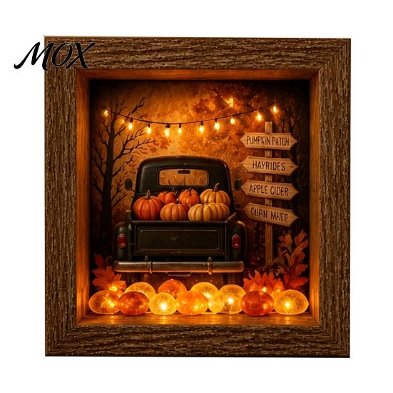 Decorative Seasonal Lights Halloween Lighted Frame Ornaments, Light Up Shadow Box, Warm Detailed Resin Ornaments Atmosphere LED for Home Living
