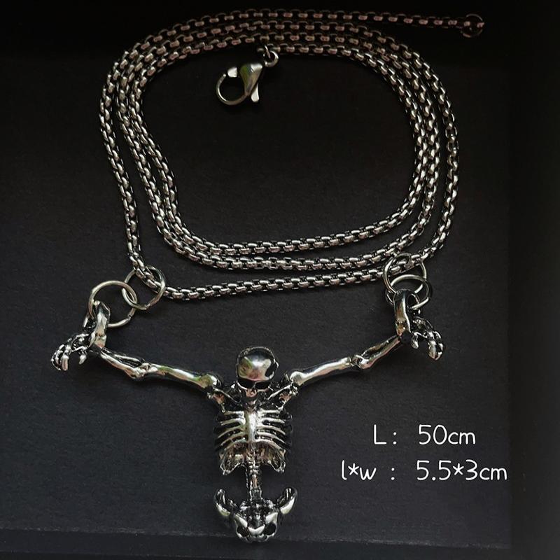 Punkowy Styl Ukarany Mężczyzna Czaszka Wisiorek Naszyjnik Dla Mężczyzn Vintage Spersonalizowany Naszyjnik Akcesoria Biżuteria na Imprezę Prezenty na Halloween