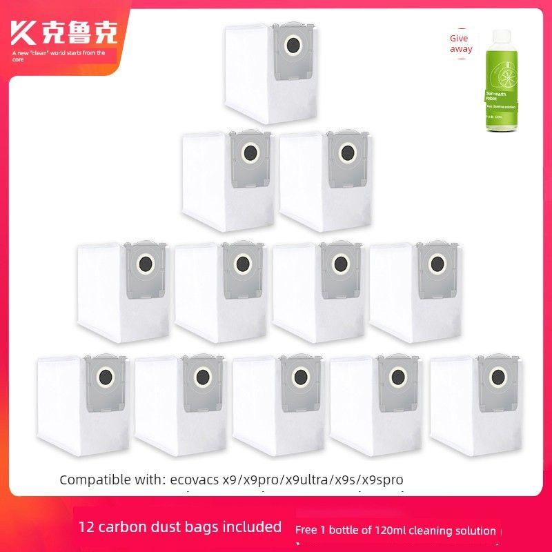 Accessories for Ecovacs X9/S/Pro Ultra Robot Vacuum Cleaner: Roller Mop, Cleaning Solution, Side Brush, Filter, Dust Bag