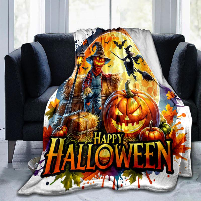 1 Stück Vogelscheuche Halloween Design Decke, Cartoon Heimdeko Geschenk, Wohnzimmer, Reise, Camping, Auto Decken