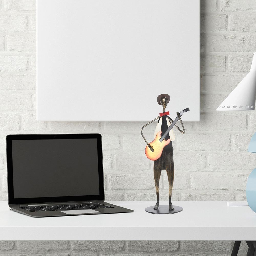 Matte Musician Sculpture Black Iron Figurine Statues Desktop Ornament Living Room