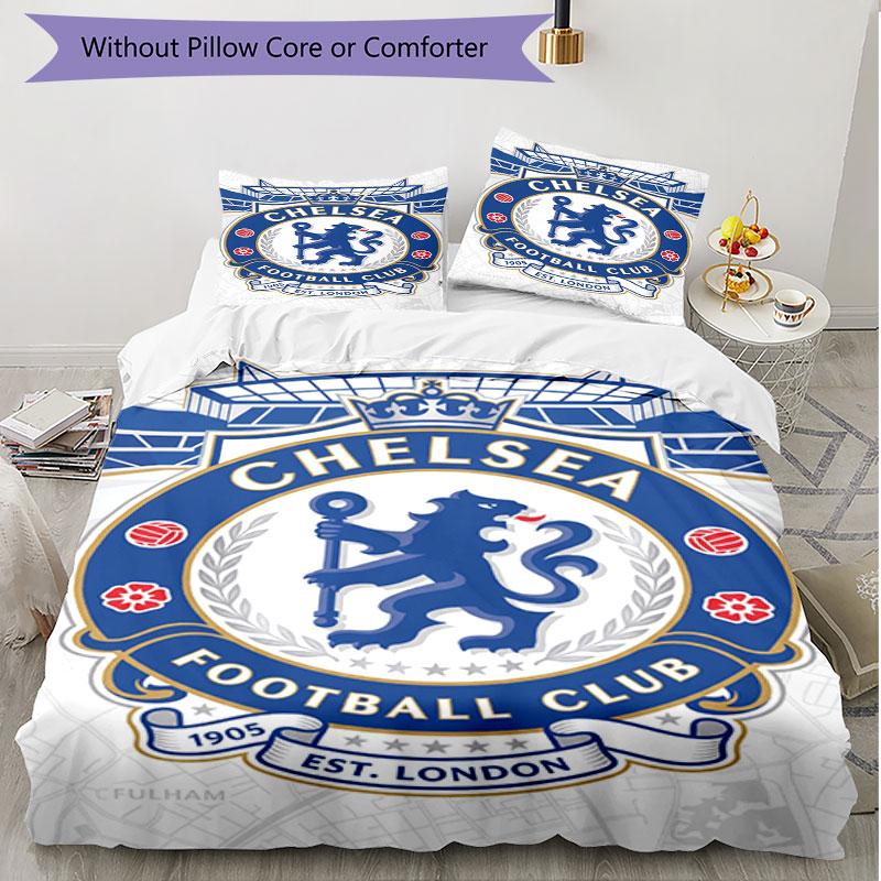 3pcs Duvet Cover Set (1*Duvet Cover + 2*Pillowcase, Without Core), Chelsea FC Print Soft All‑Season Bedding Set, Home Bedroom Decor Gift