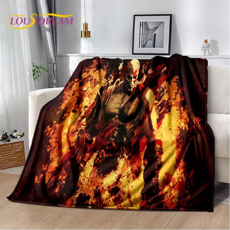 God of War Oyunu Oyuncular Kratos Yumuşak Peluş Battaniye, Flanel Battaniye Oturma Odası Yatak Odası Yatak Kanepe Piknik Örtüsü Çocuk için