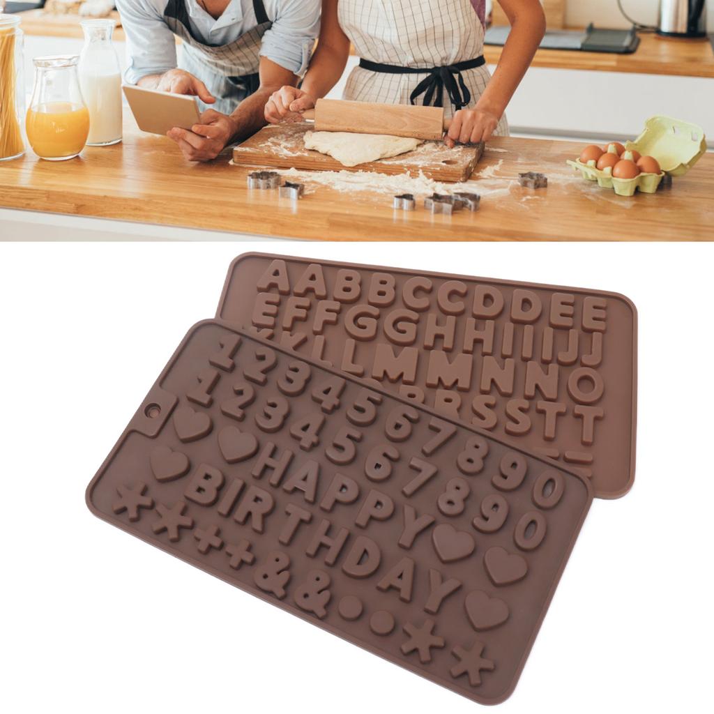 6 Pcs Silicone Letter Mold Reusable Number Chocolate Molds for Birthday Cake Decorations Party