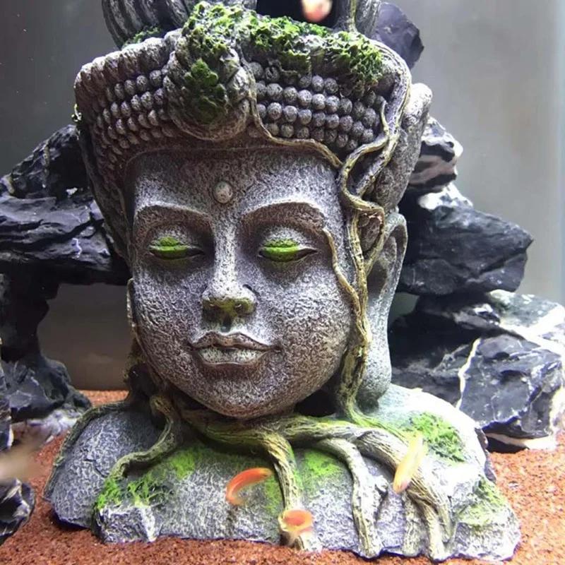 Guanyin-Bodhisattva-Statue aus Kunstharz, Aquarium-Landschaftsgestaltung, Ornament, Simulation, Kunsthandwerk, Aquarium-Dekoration, Fischversteck