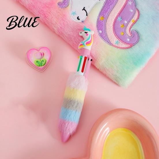 Office Supplies for Diary Decoration 6-in-1 Retractable Gel Pen Cute Unicorn Plush Doll Decor 6 in 1 Color Pens 0.5mm Multicolor Ballpoint
