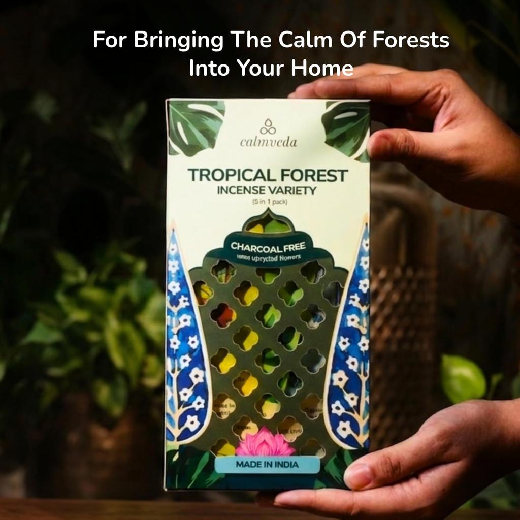Tropical Forest Incense Variety -Incense Stick - (5 Scents, 60 Sticks) Charcoal Free Inscents-Sticks