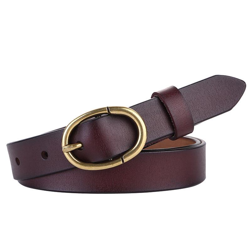 Minimalist Cowhide Belt For Women With Pin Buckle For Work And Weekend Use