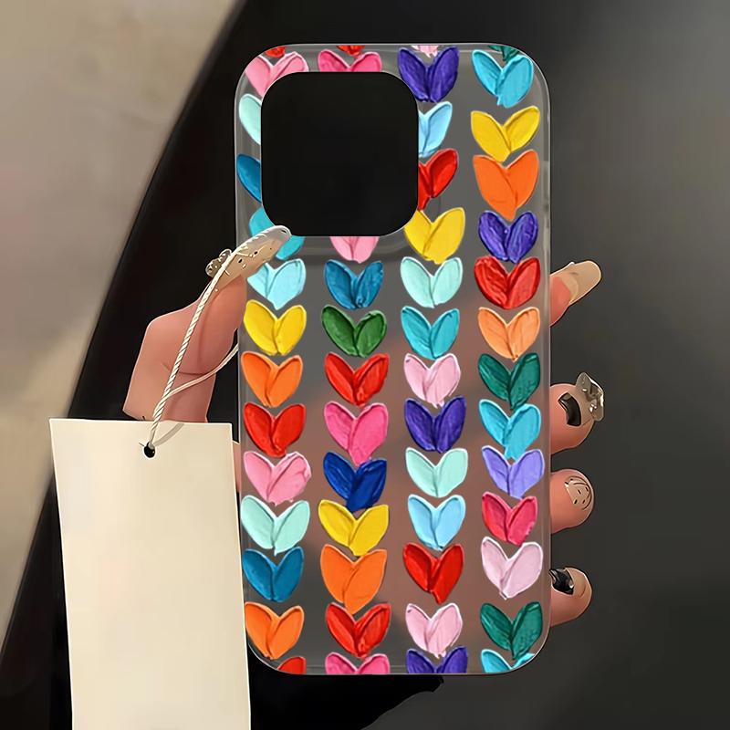 

Colorful Love Heart Print Phone Case For iPhone 17 16 Pro Max 15 14 13 12 11 Pro XS X XR 7 8 Plus 13 Mini Shockproof Clear Cover iPhone 13 mini