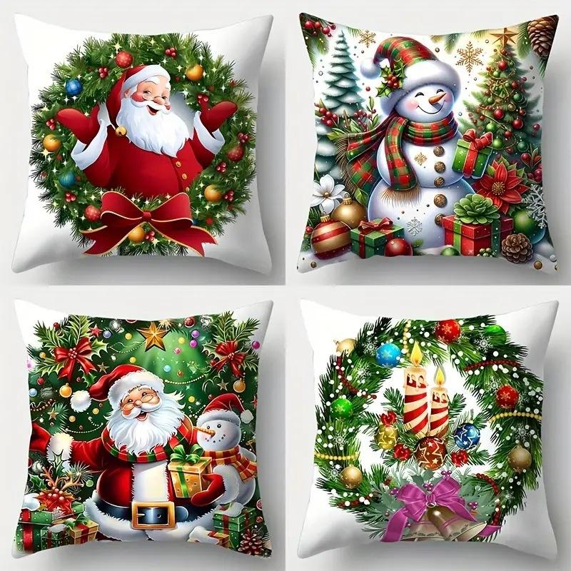 

Christmas Pillowcases For Holiday Decorations Home Sofa Cushion Pillowcases 4 Piece Set Premium Durable Quality 45 * 45cm (one)