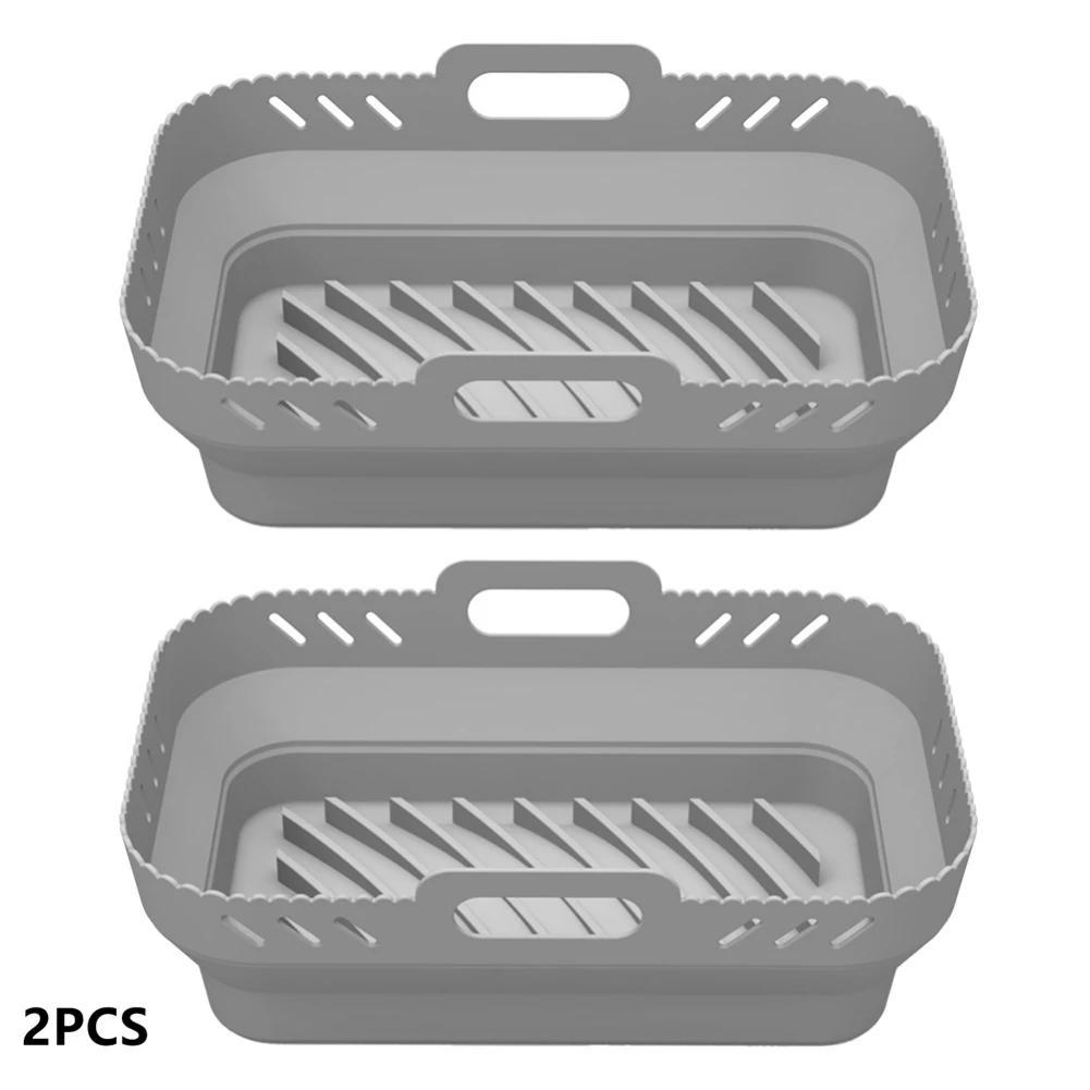 2pcs Foldable Silicone Air Fryer Liner for Ninja Dual Air Fryer Accessories Reusable Silicone Pot Grill Pan Kitchen Baking Tools