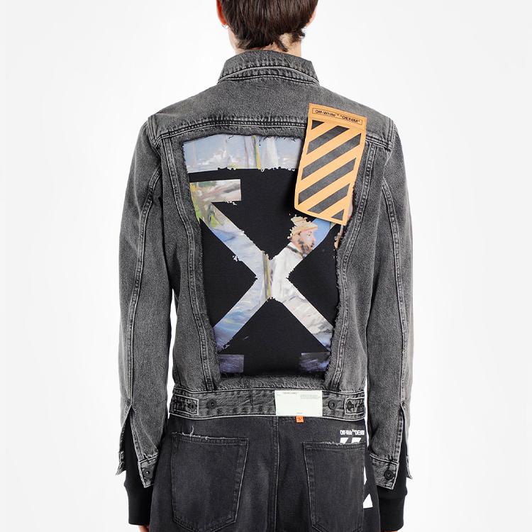 Off-White Denim Distressed Jacket Black Men Outerwear OMYE019R19C270120888