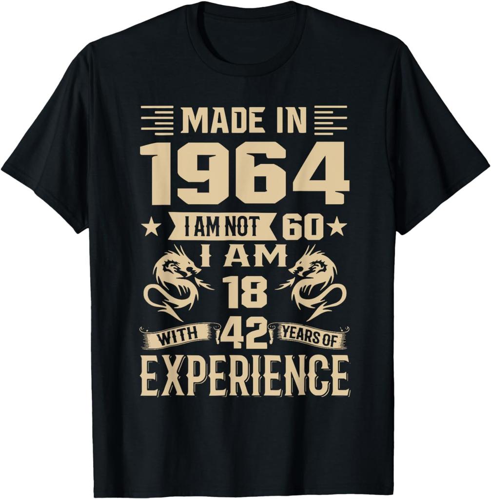 Vintage 60th Birthday Decorations Vintage 1964 60 Birthday TShirt Men Women Clothes Graphic T Shirts Unisex Summer Soft Tops