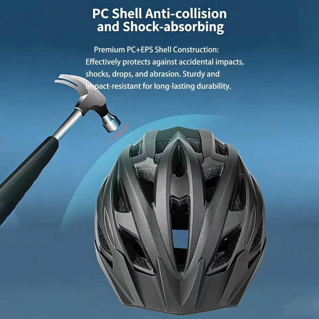Casco da Bicicletta per Adulti, Casco Integrato per Mountain Bike e Bici da Strada con Visiera Rimovibile, Casco da Ciclismo Sicuro Leggero e Traspirante per Uomini e Donne