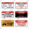 Putuo Decor Warning  Game Zone Tin Sign License Plate Plaque Metal Vintage Poster for Man Cave Pub Club Park Wall Art Decor