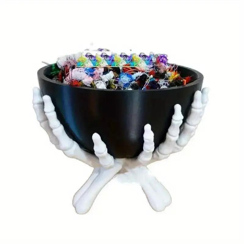 1Pc Gothic Skeleton Hands Bowl Stand  For Candy,Trinkets,Or Party Supplies,Halloween Decorations