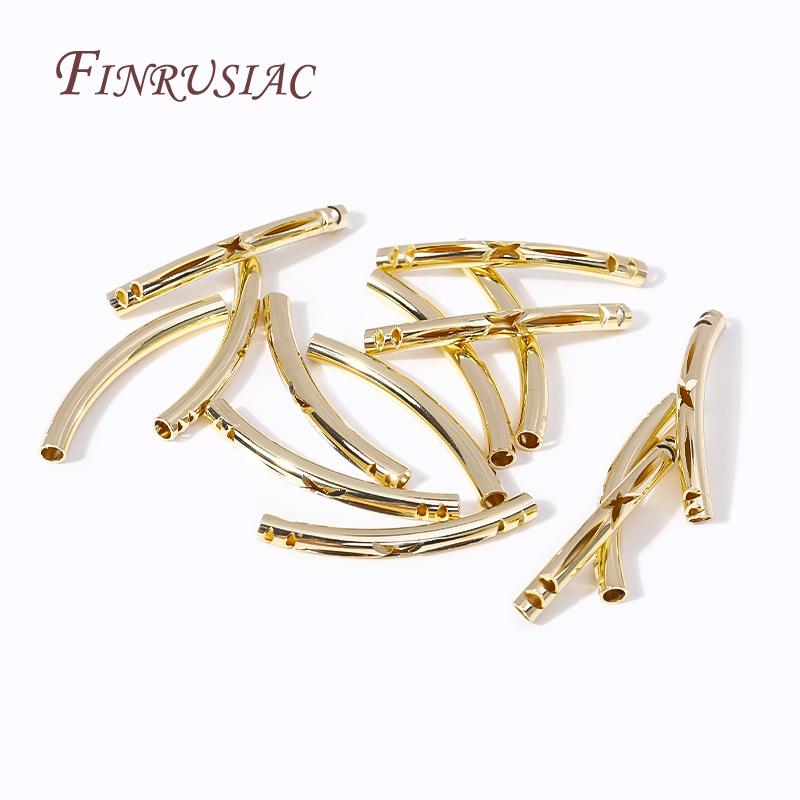 Multi-types 18K Gold Plated Brass Curved Tube, Bracelets Tube Beads Connector For Handmade DIY Jewelry Making Accessories